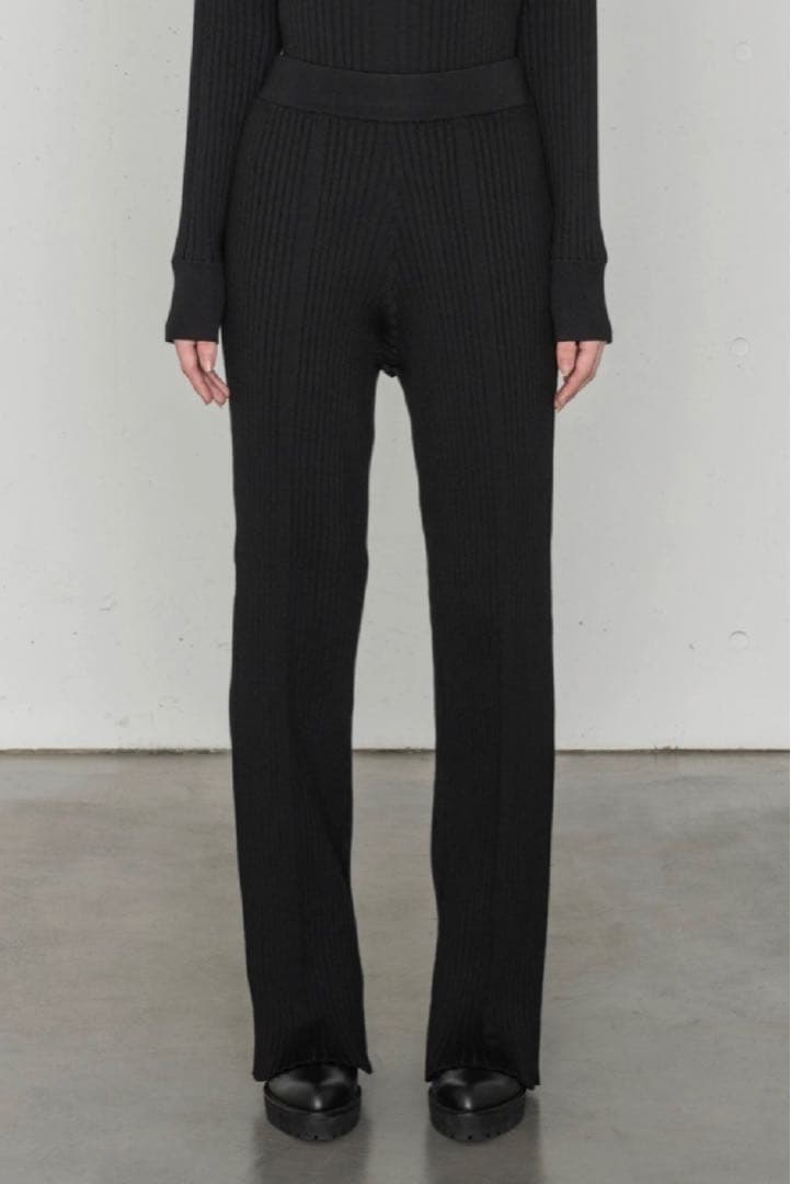 【HYKE/ハイク】ワイドリブセーターパンツ【ブラック/サイズ2】