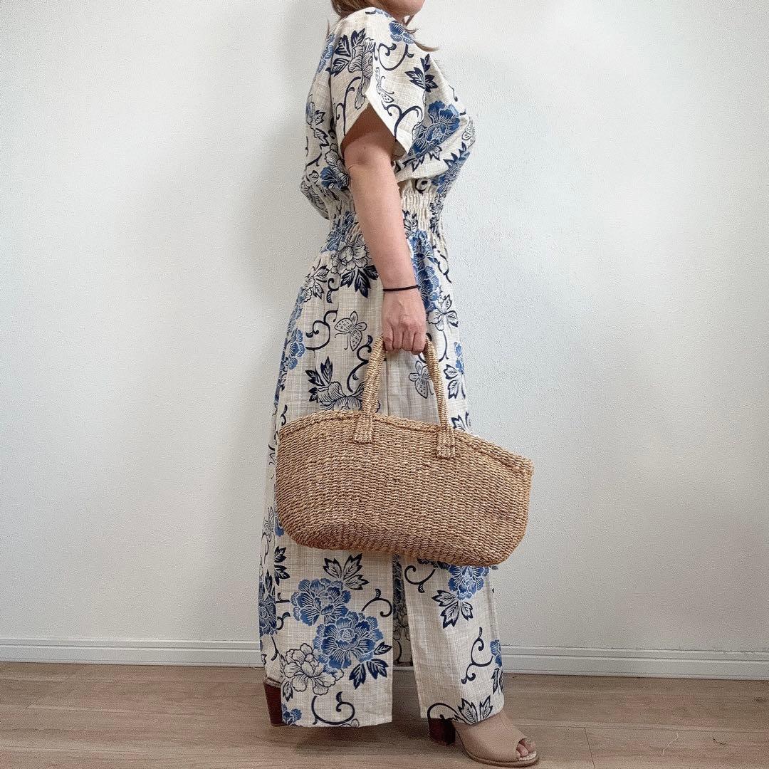 浴衣　リメイク　本染　浴衣　オリジナル　ワン　 ロング 源氏物語　刷毛目紬　綿紬