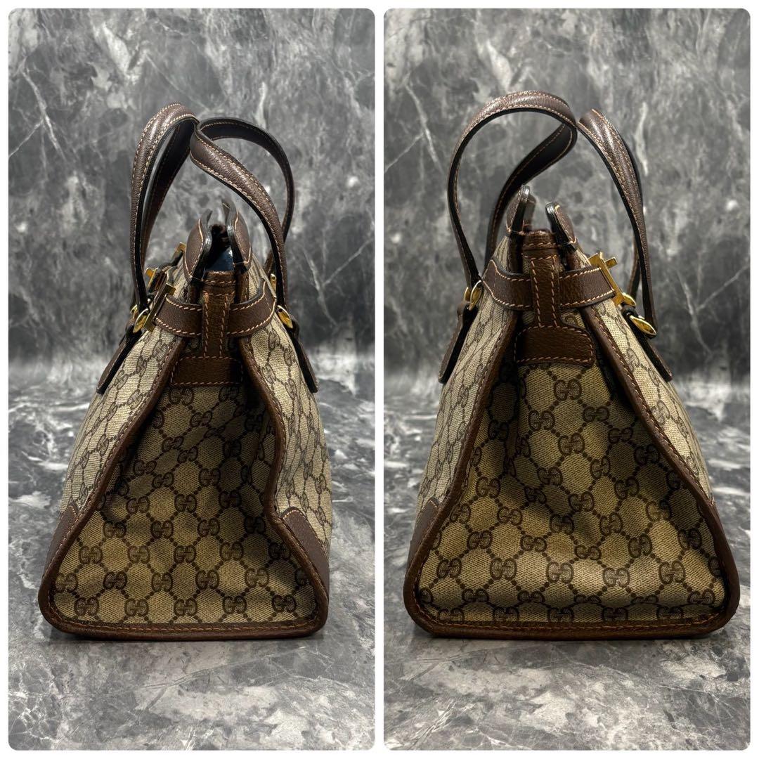✨希少✨GUCCI GG ハンドバッグ ベージュ ブラウン レザー ゴールド金具