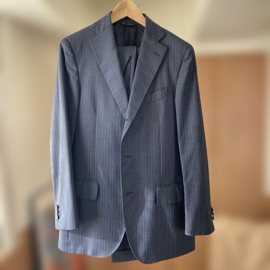 LARDINI ネイビーストライプ ビジネススーツ　46サイズ