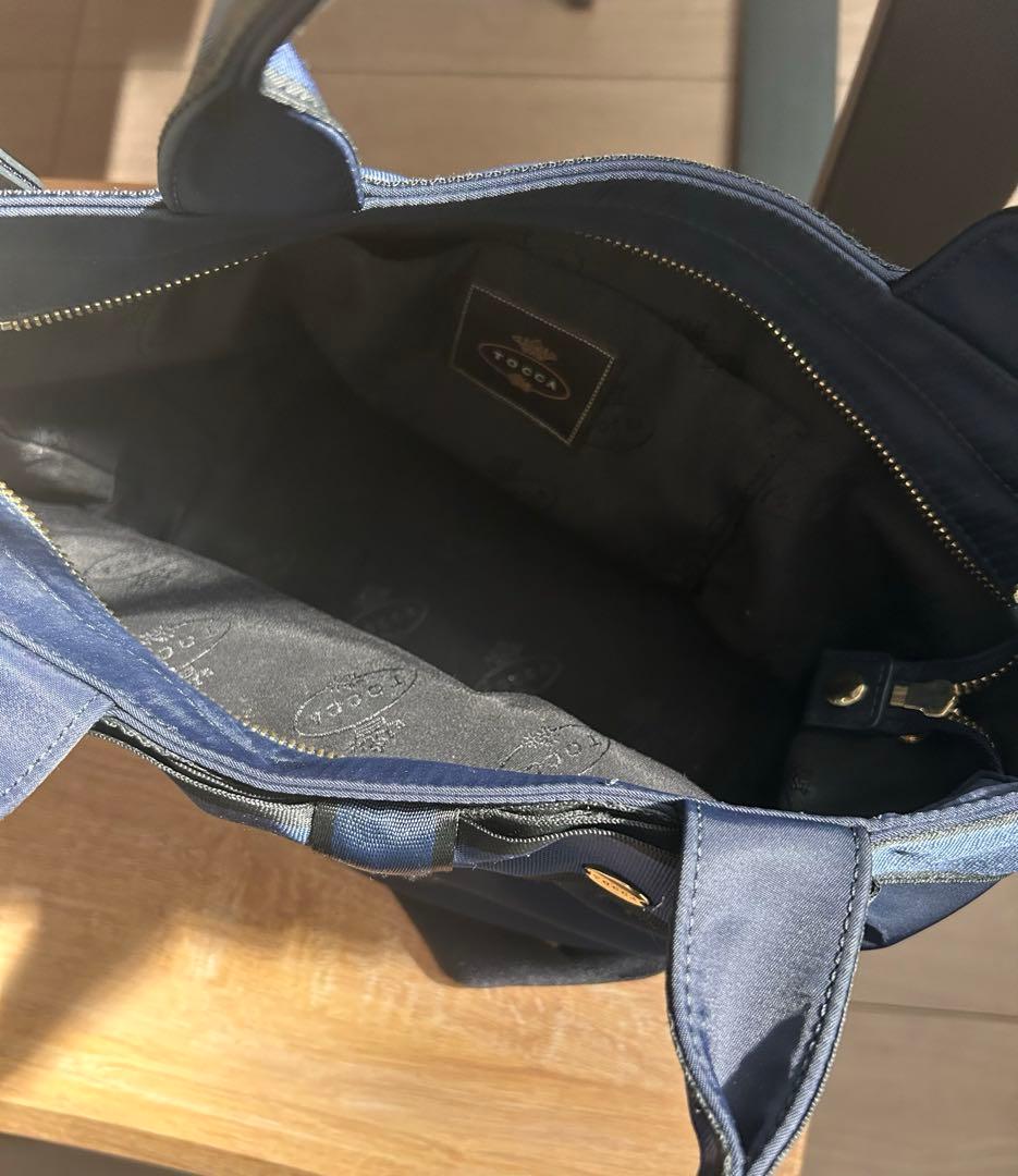 TOCCA トッカ バイカラートートバッグ リボン ネイビー