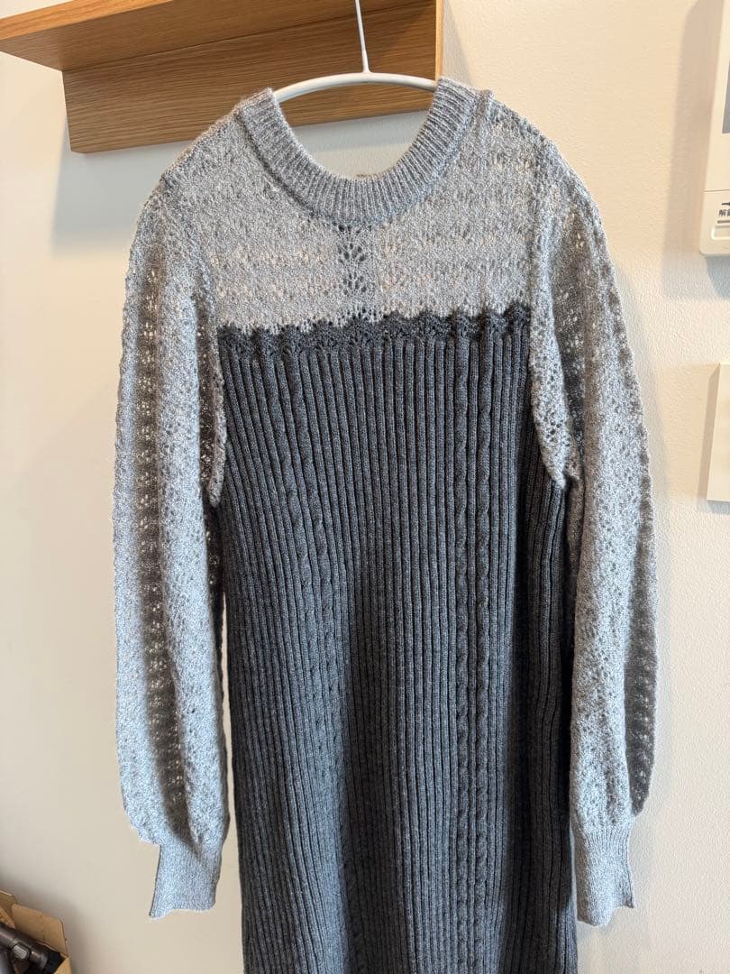 ワンピース mohair like openwork rib knit OP
