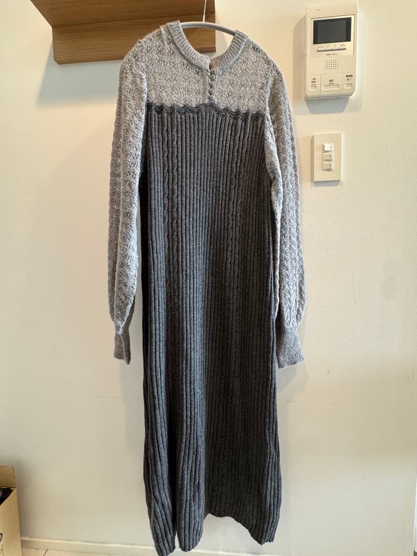 ワンピース mohair like openwork rib knit OP
