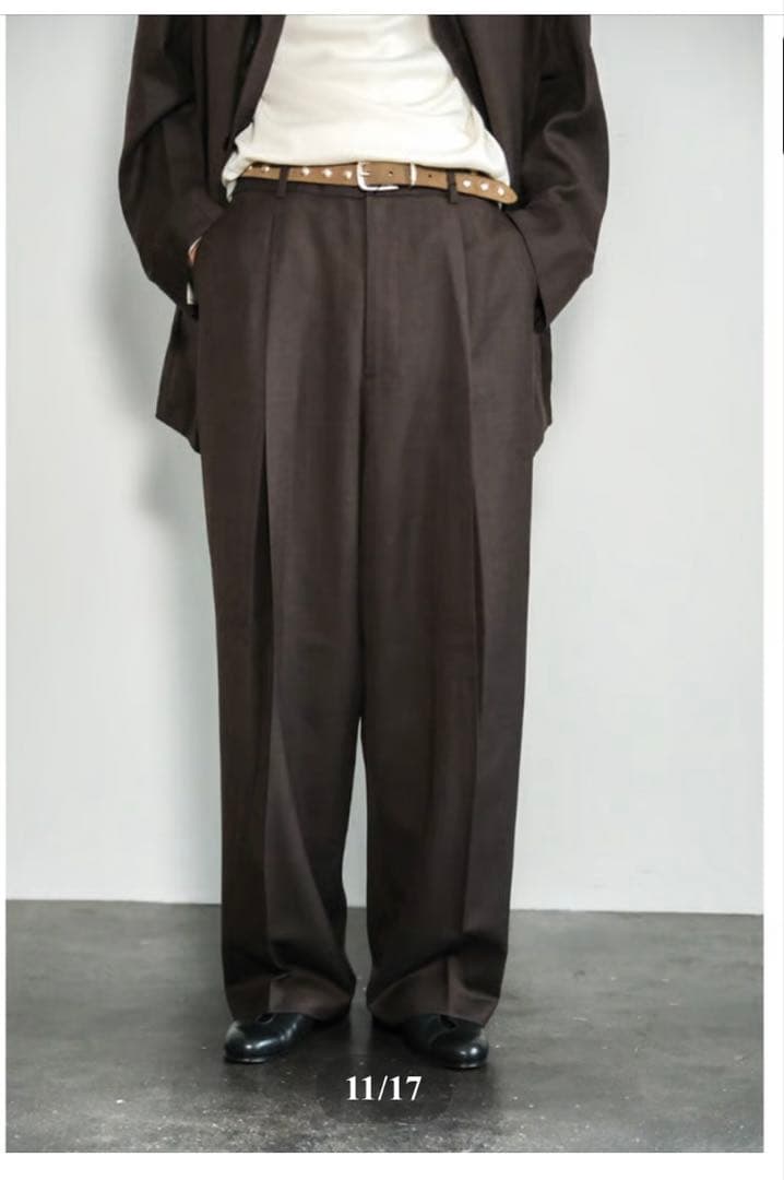 パンツ BISOWN MIDDLEWOOL DEEPTUCK TROUSERS 4