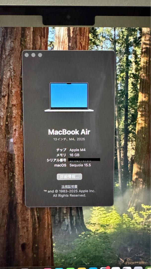 【ほぼ新品】 Apple MacBook air 2025シルバー M4チップ