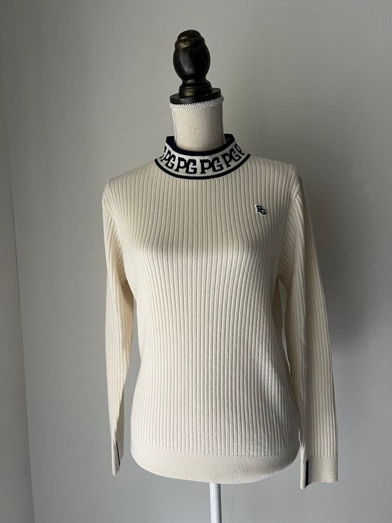 パーリーゲイツ　ウールカシミアホワイトロゴセーター