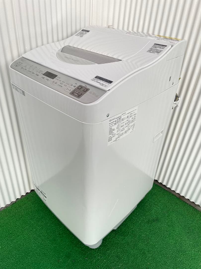 958 シャープ 5.5kg洗濯乾燥機 熱乾燥搭載 穴なし槽 黒カビ抑制 高年式