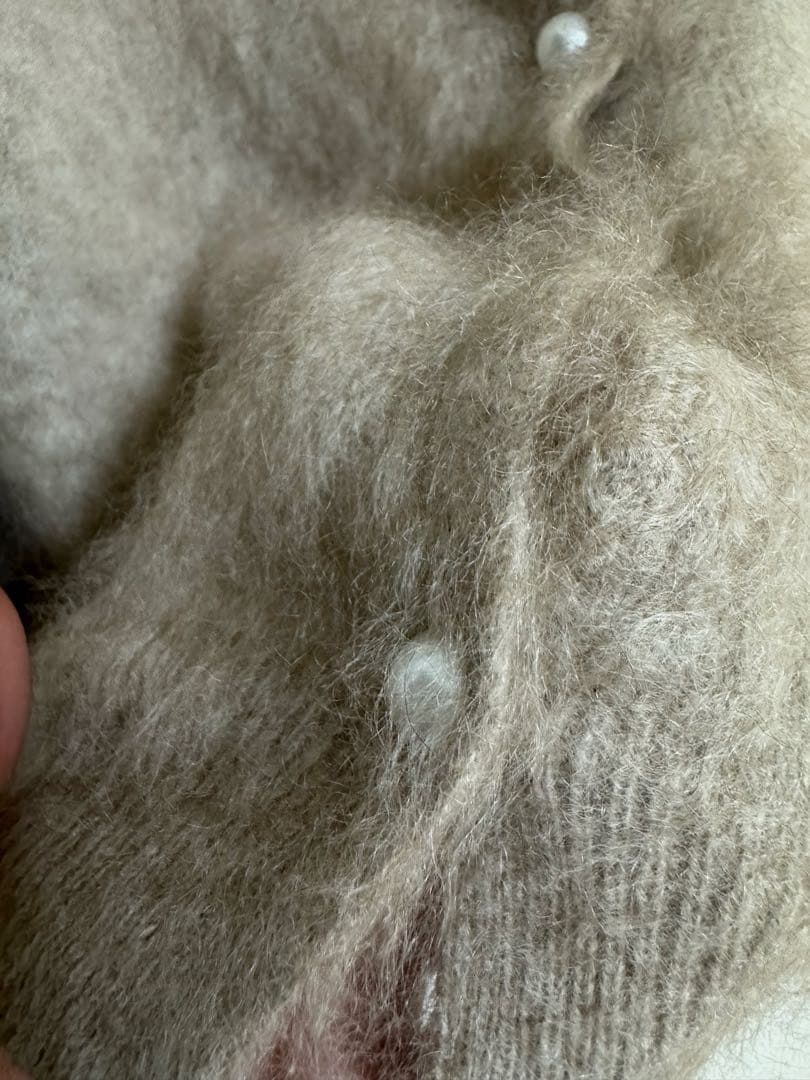 フォックスカシミヤ100％ カーディガン　ミルクティー