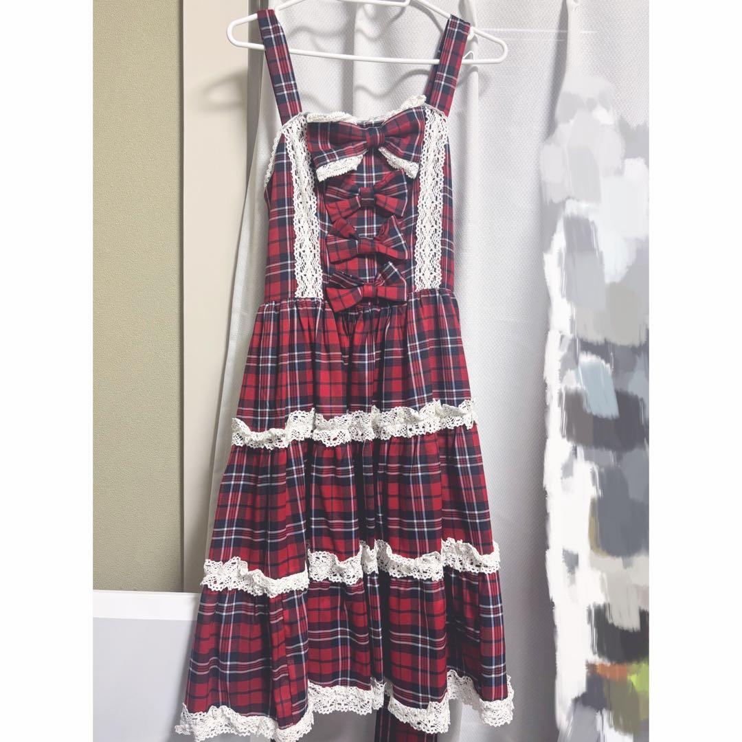 axes femme kawaii タータンチェック ジャンパースカート