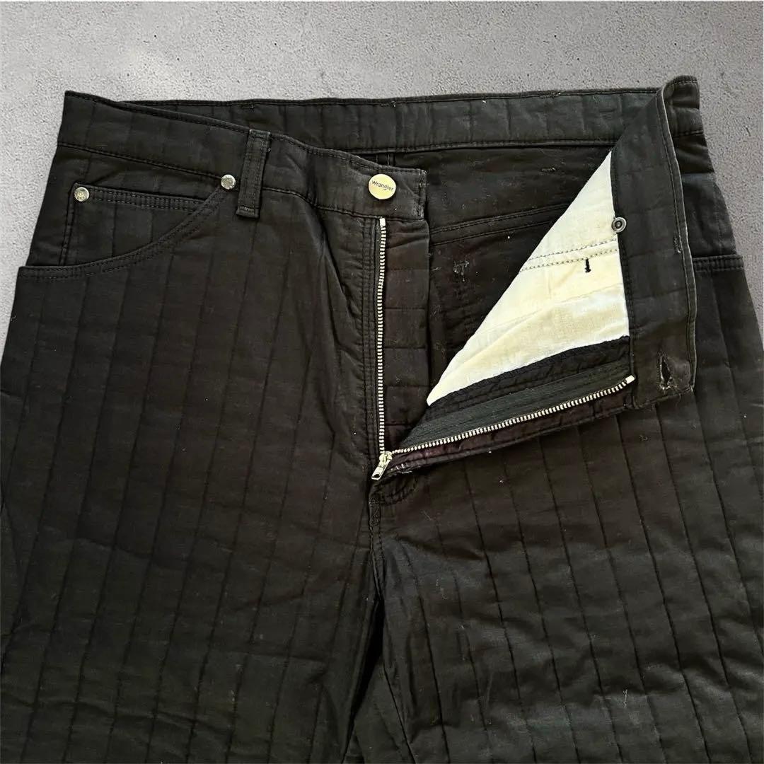 80s【Wrangler】ベルギー製 中綿入りキルトパンツ Black L