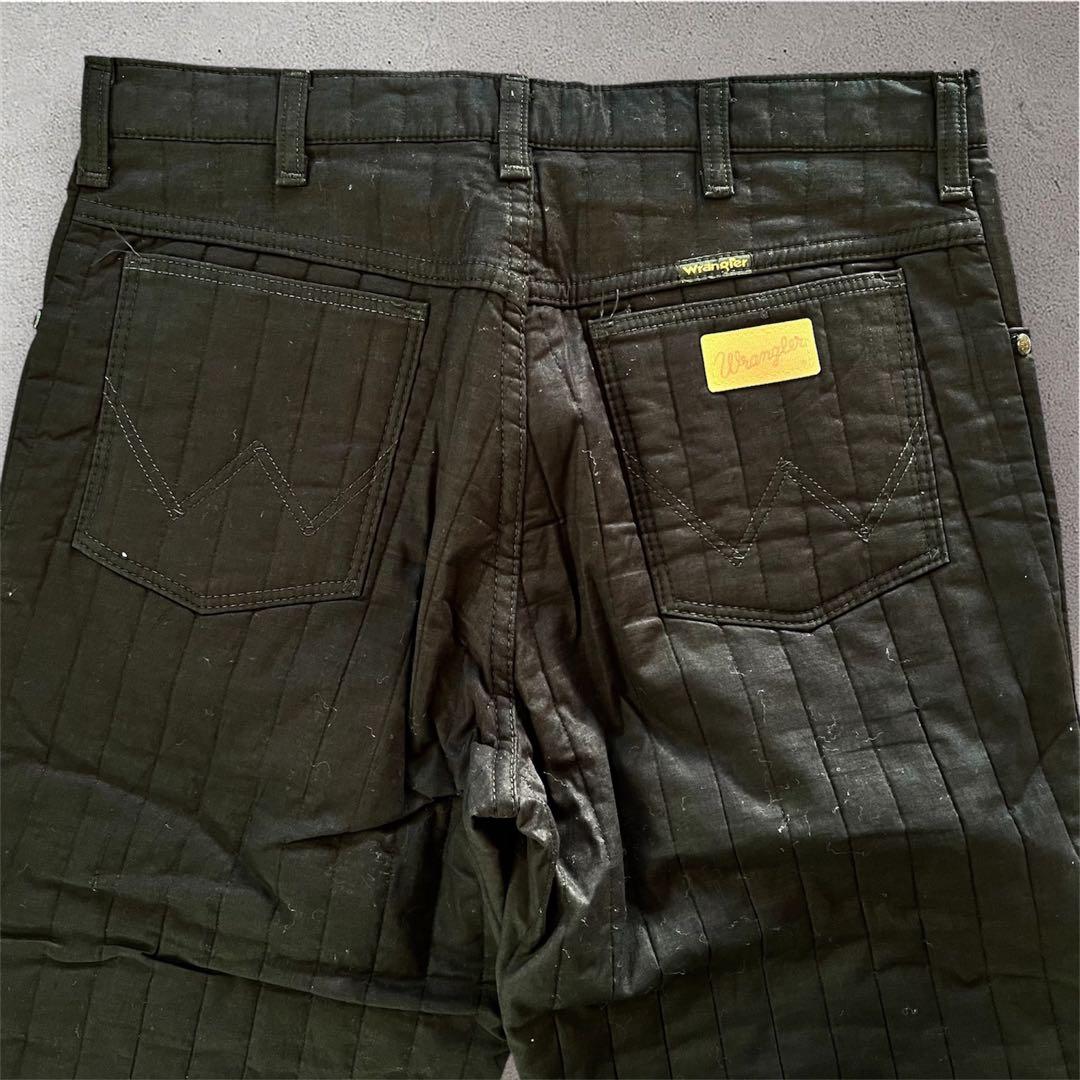 80s【Wrangler】ベルギー製 中綿入りキルトパンツ Black L