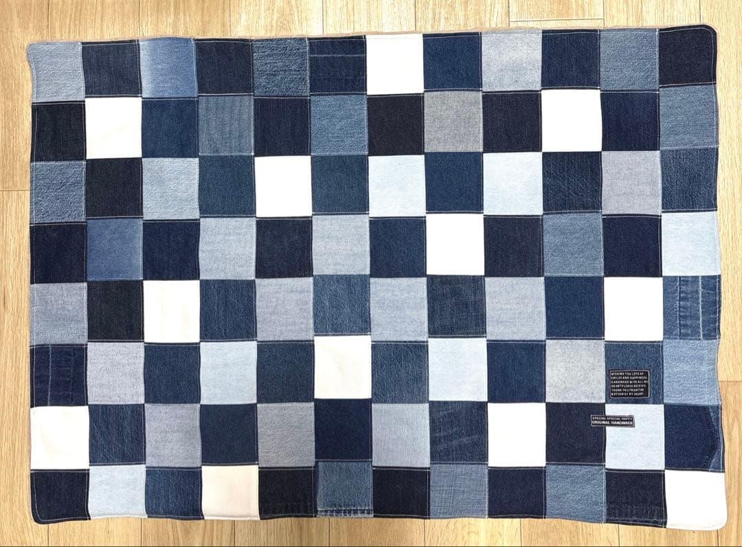 デニムリメイクマフラー　❤️ファー　パッチワーク　♥︎男前