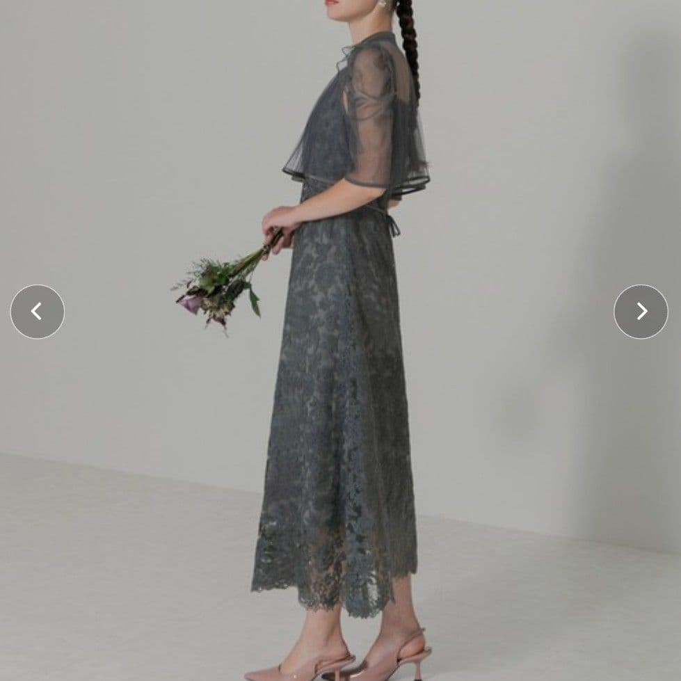 Leja シャーリング ボレロ レース ワンピース ドレス 結婚式 お呼ばれ