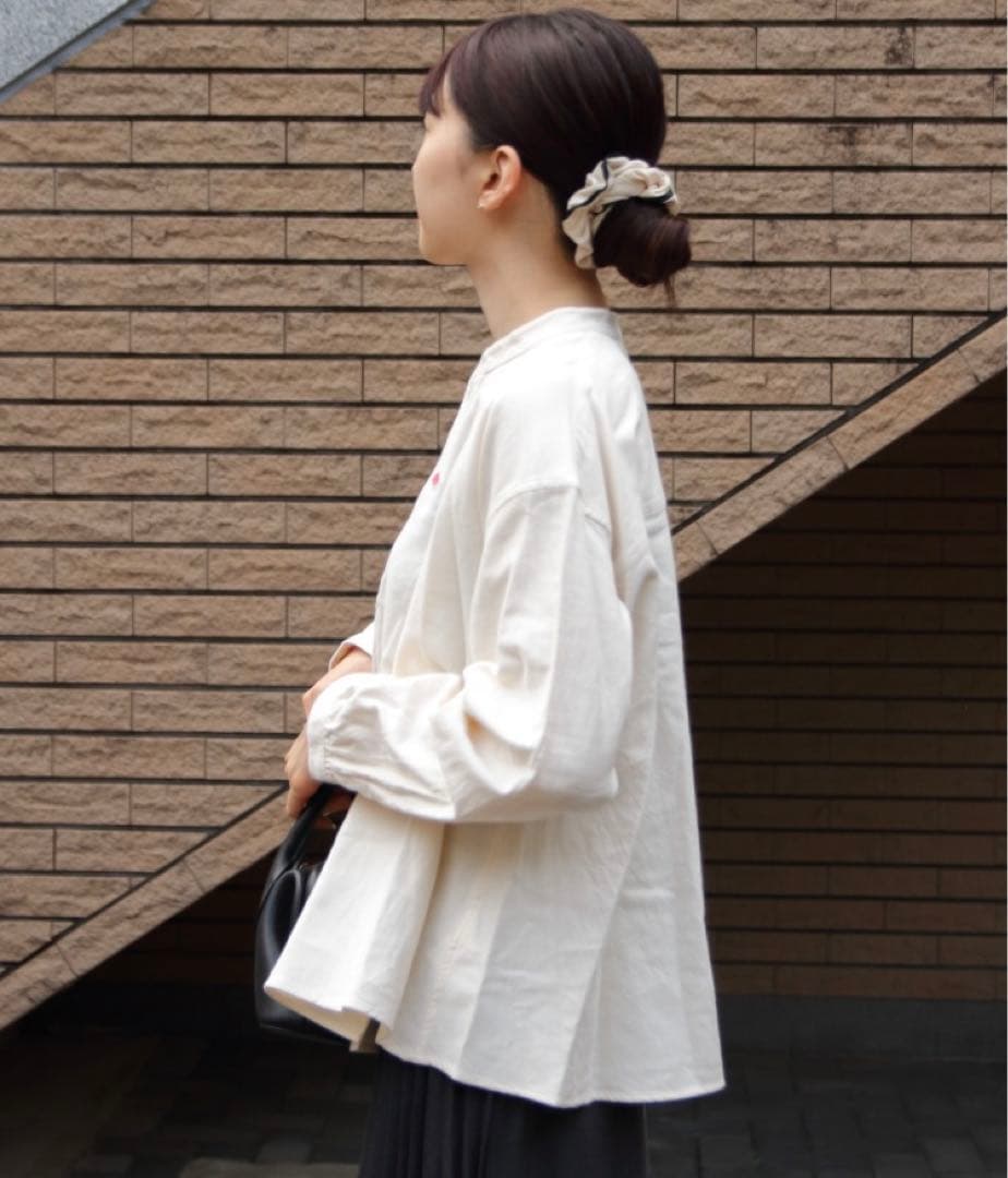 ダントン ヘンリーネックプルオーバーシャツ38アイボリー