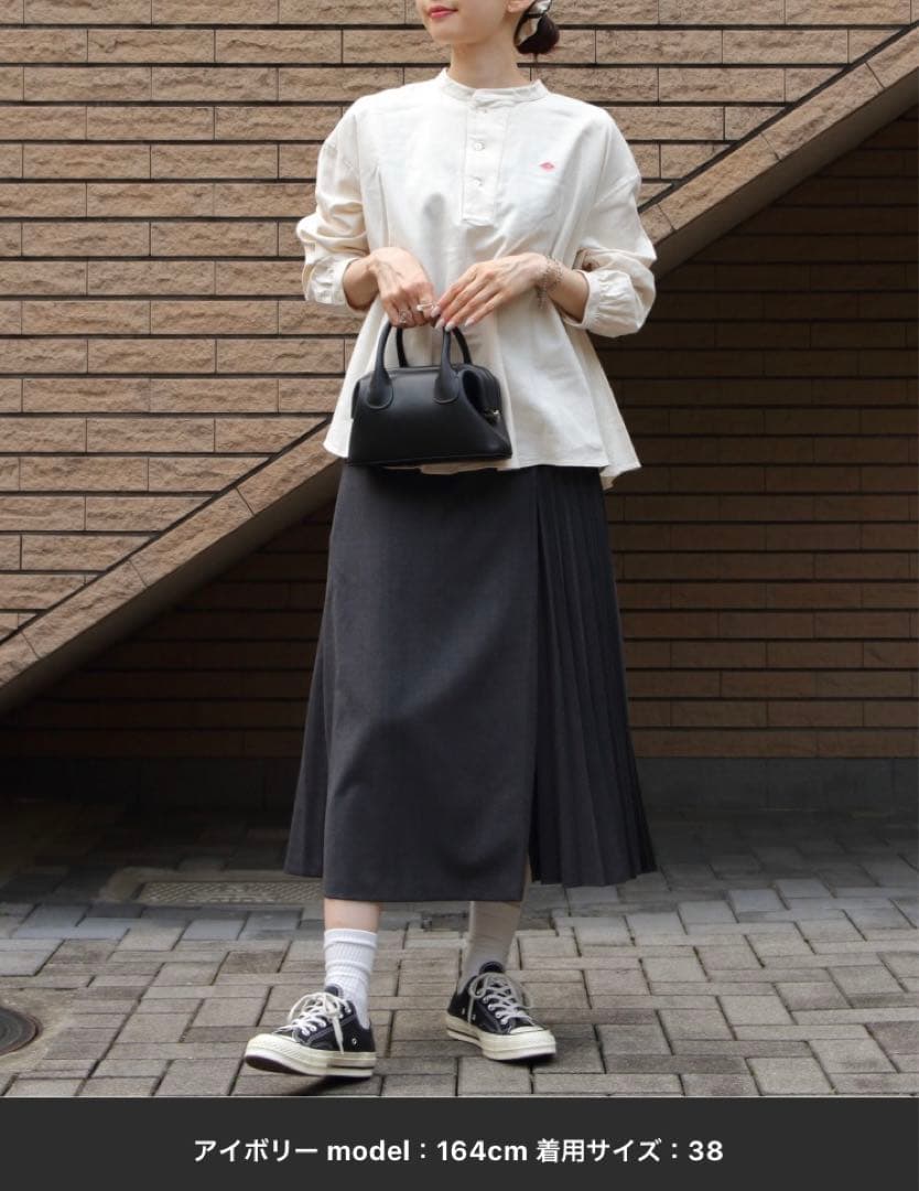 ダントン ヘンリーネックプルオーバーシャツ38アイボリー