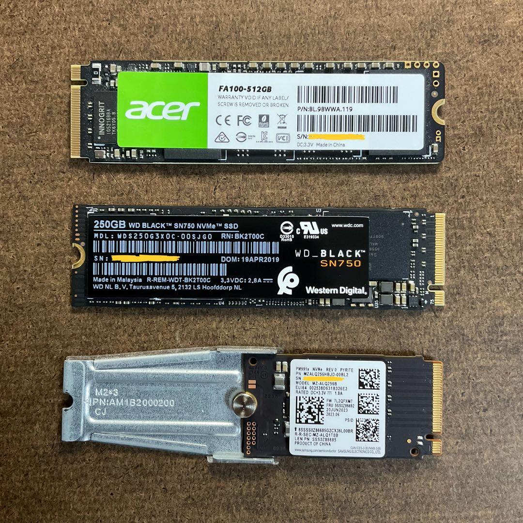 M.2 NVMe SSD 3個セット