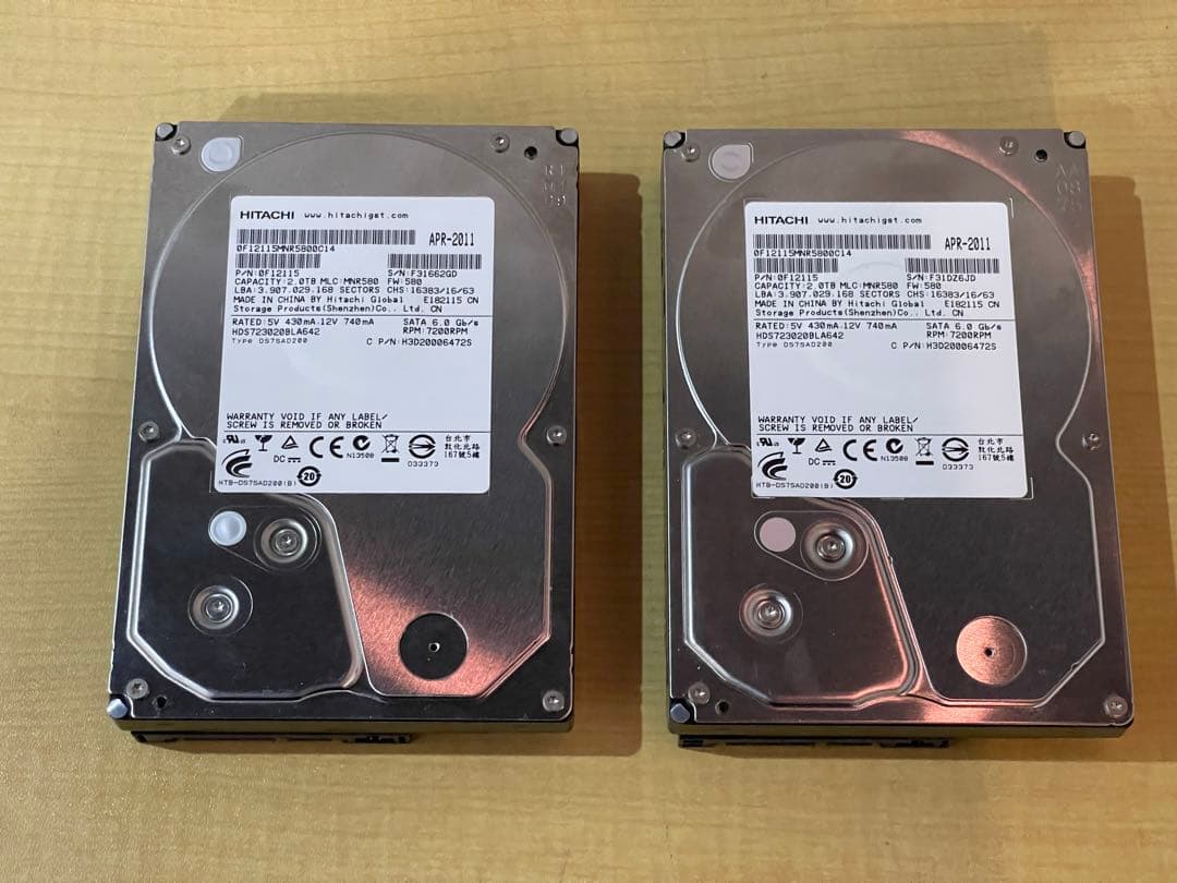 HGST 2011 年製 2TB HDD 3.5 インチ 2個セット