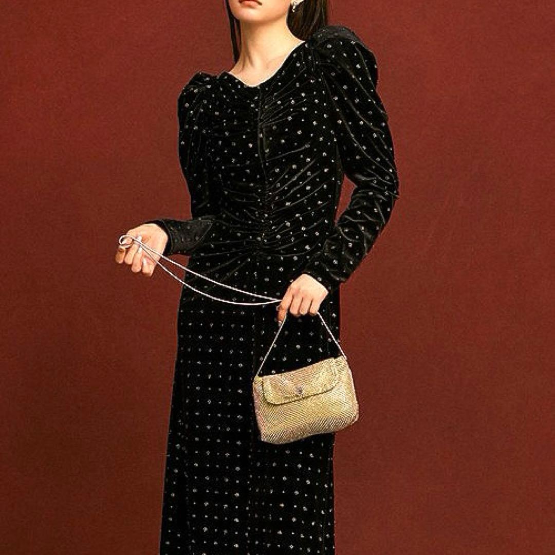 極美品 snidel ベロア 刺繍 ワンピース 2024AWブラック M ドレス