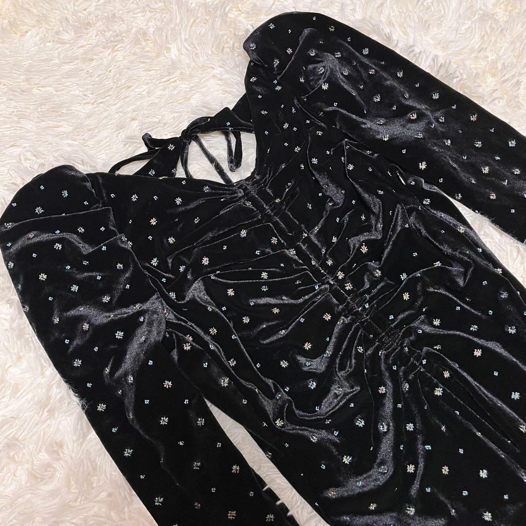 極美品 snidel ベロア 刺繍 ワンピース 2024AWブラック M ドレス