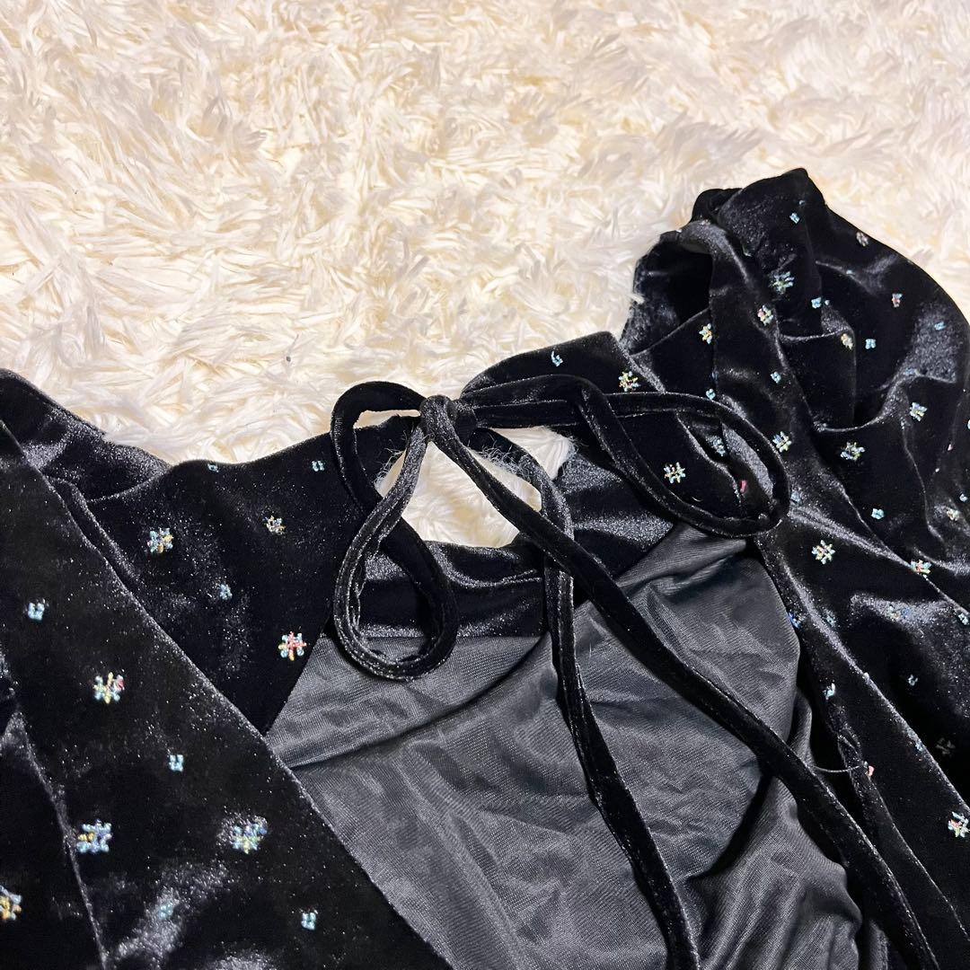 極美品 snidel ベロア 刺繍 ワンピース 2024AWブラック M ドレス