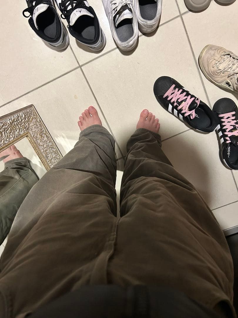 Dime カーキ デニムパンツ バギー