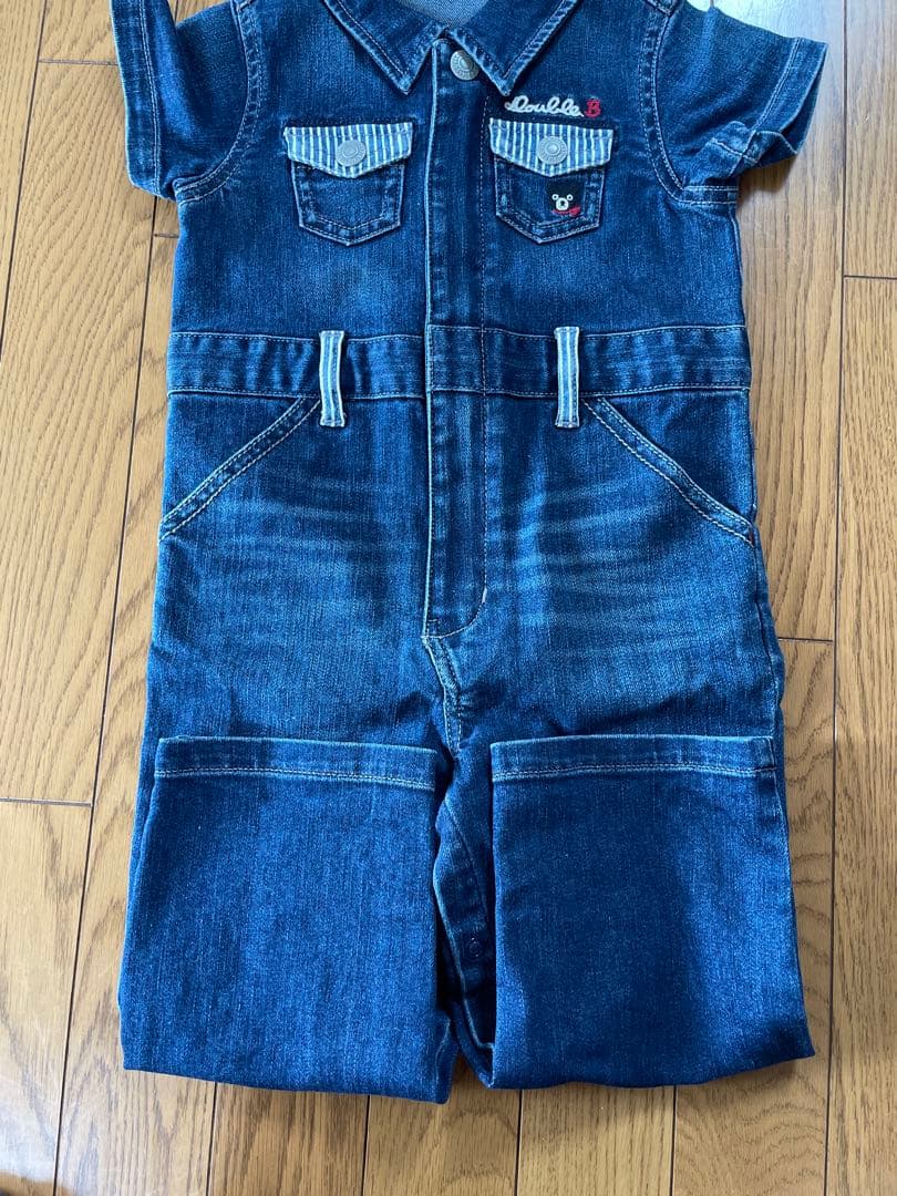 DOUBLE.B デニムロンパース Mサイズ