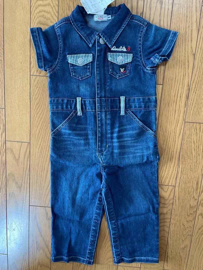 DOUBLE.B デニムロンパース Mサイズ