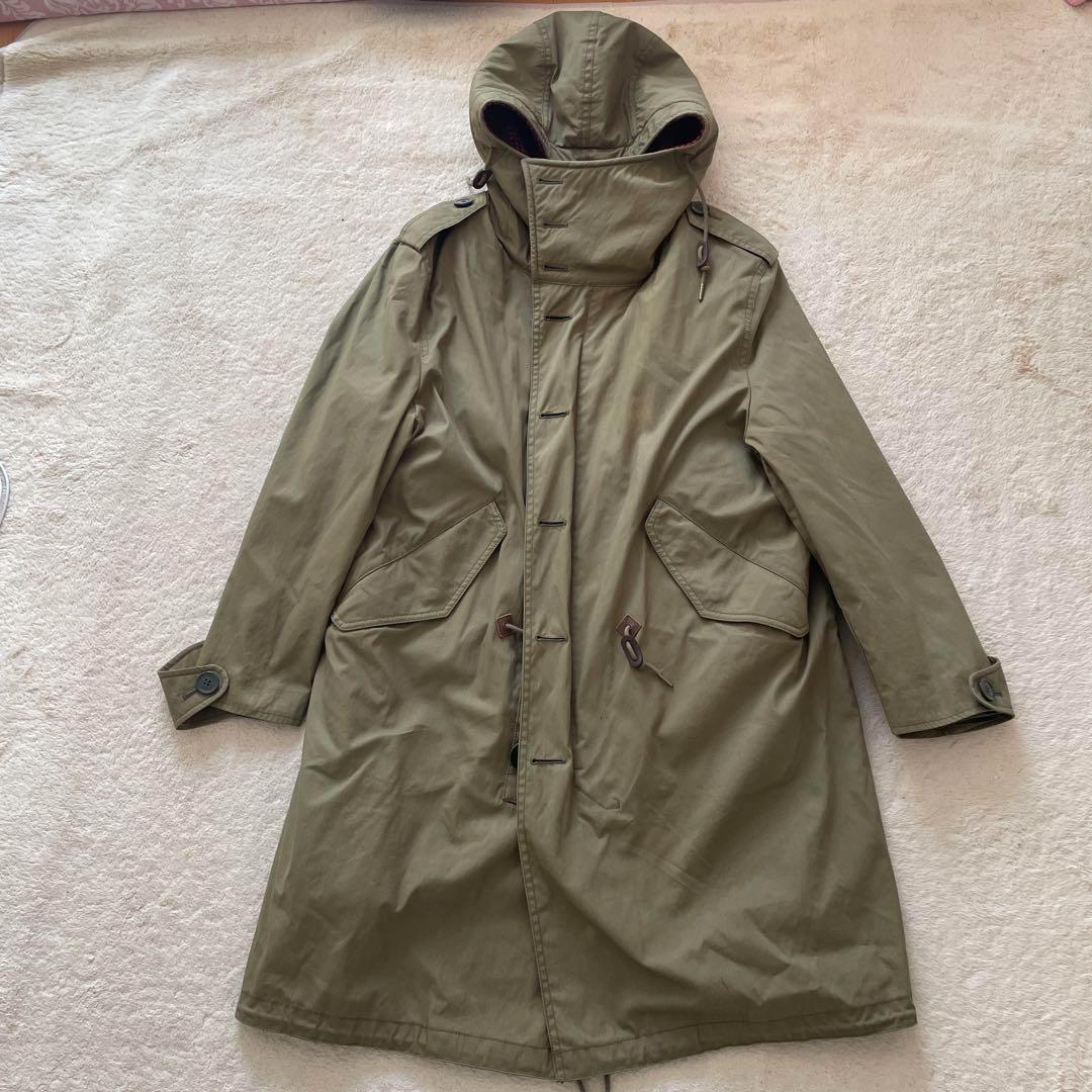 バーバリー ブリット ライナー付 コート モッズコート チェック カーキ n3b