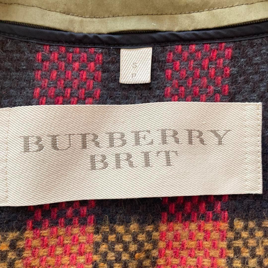バーバリー ブリット ライナー付 コート モッズコート チェック カーキ n3b