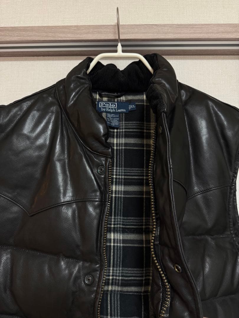 こ*ー様 Ralph Lauren ラルフローレン レザーダウンベスト 黒