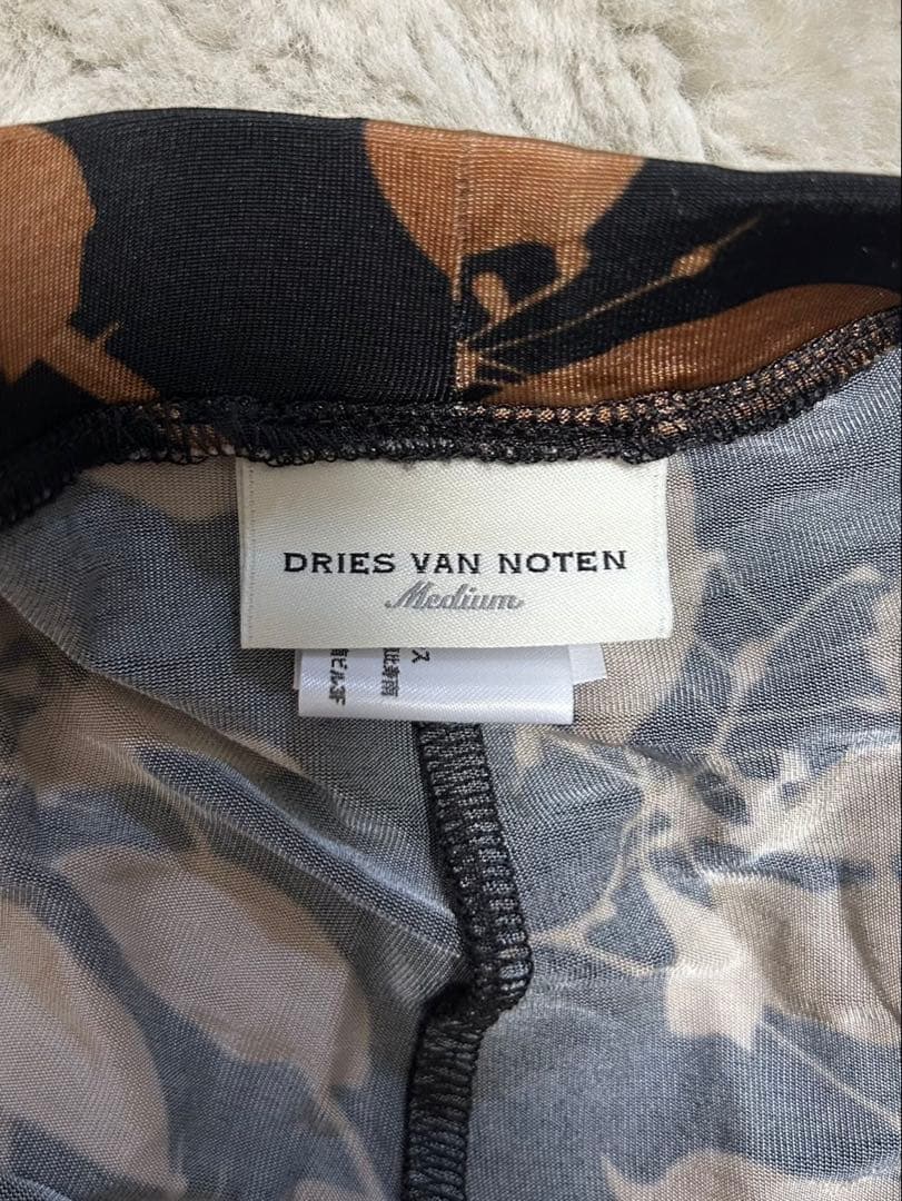 DRIES VAN NOTEN/花柄レギンス/size M/ブラック×ブラウン
