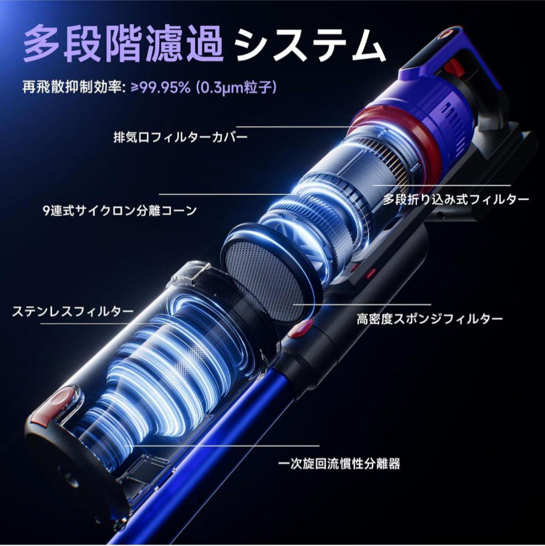 掃除機 コードレス 自立式 スタンド不要 軽量 スティック ハンディ 低騒音