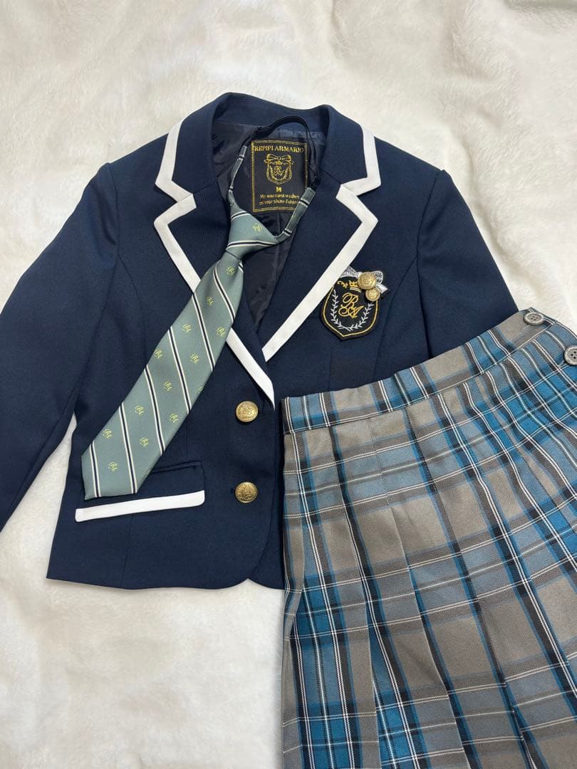 (リッチ) 値下げ！ネイビー ブレザー チェック柄スカート セット　卒業式