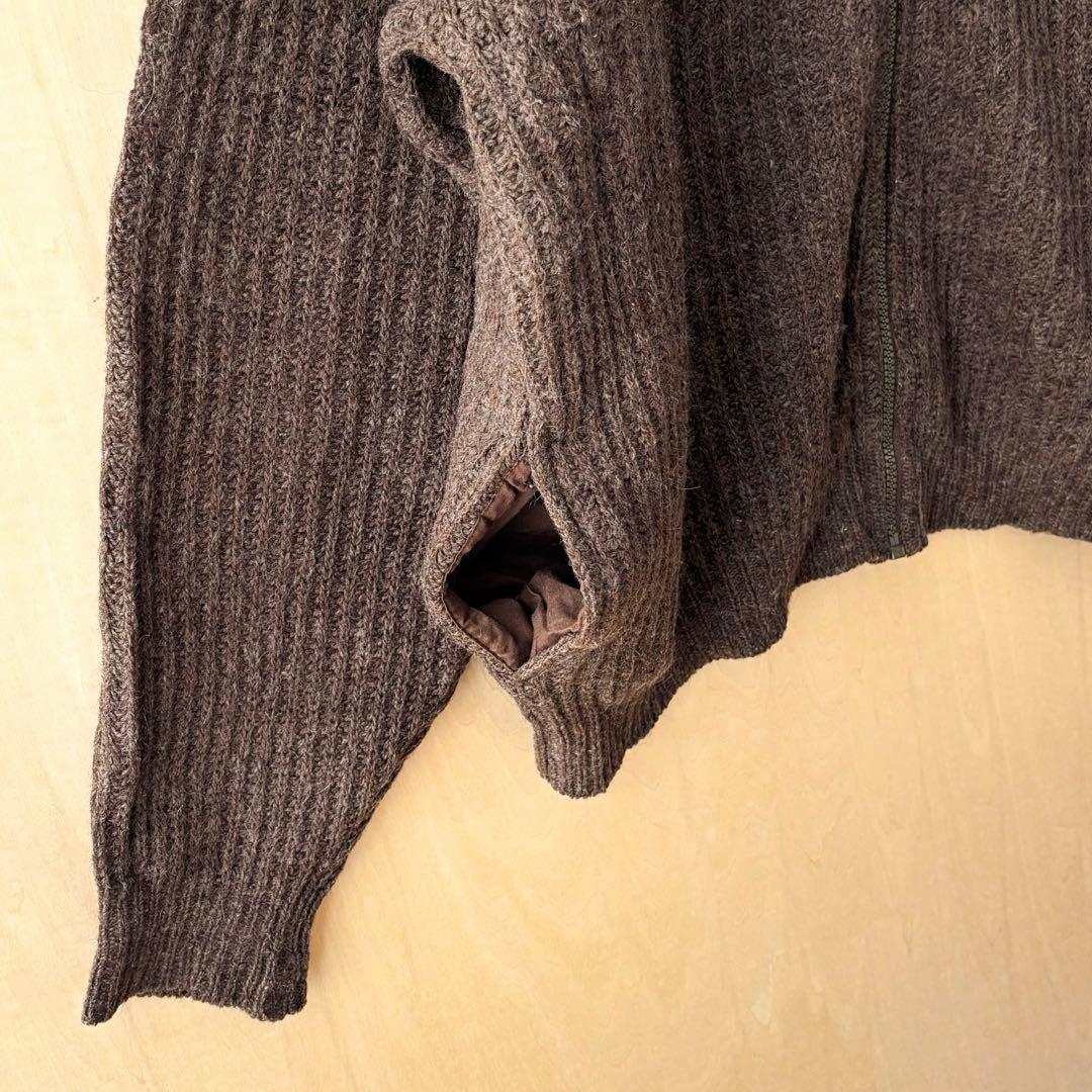 80sUSA製古着　OLDエルエルビーン　ウール　アルパカ　フルジップリブニット