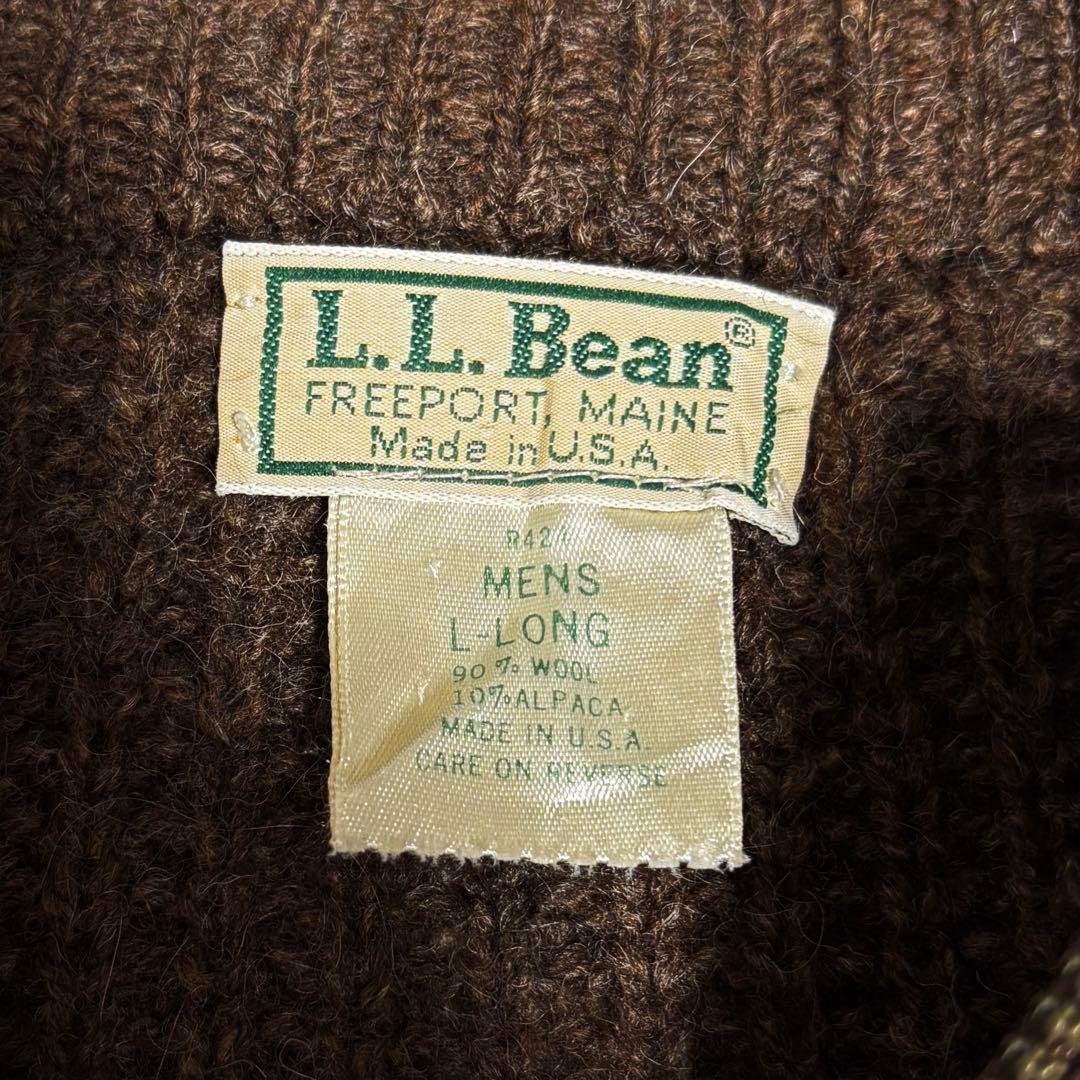 80sUSA製古着　OLDエルエルビーン　ウール　アルパカ　フルジップリブニット