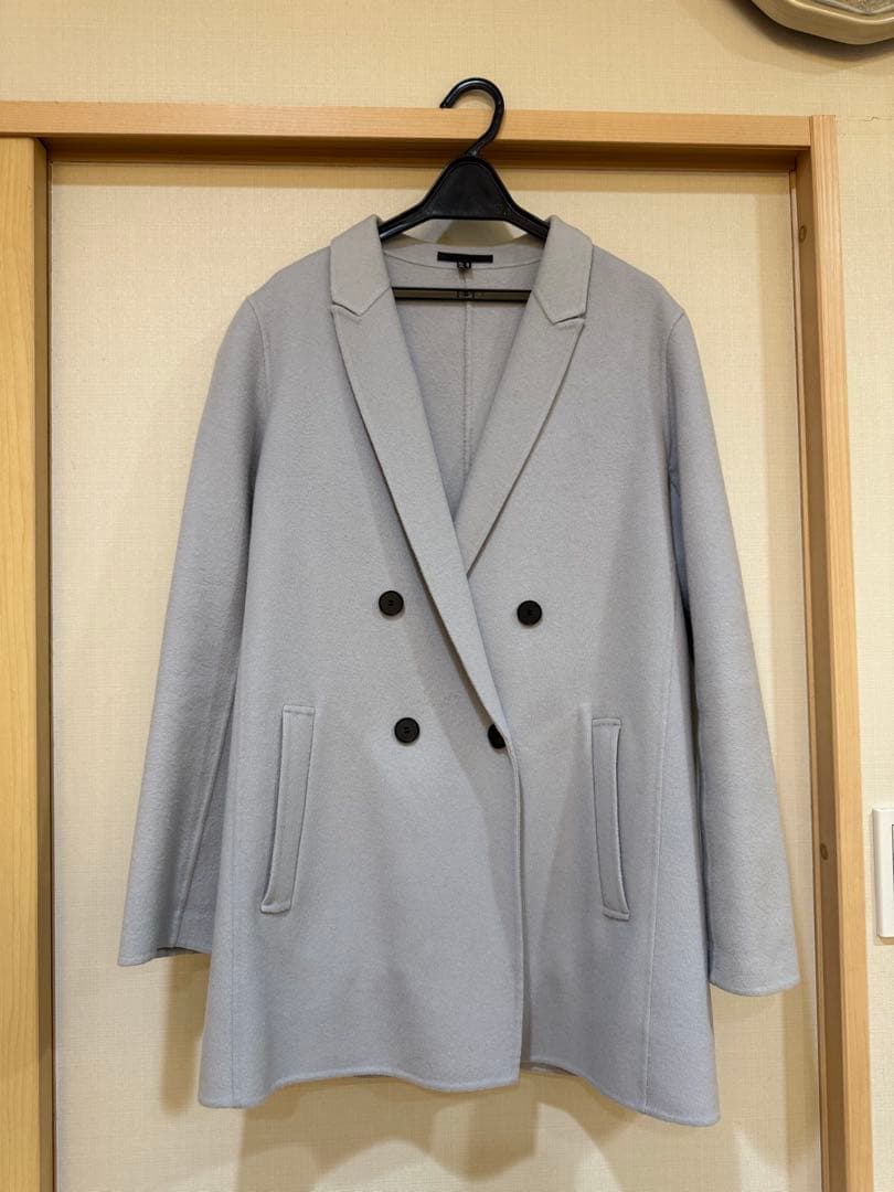 ICB 美品 カシミヤ混 ウールコート アイスブルー M 9号