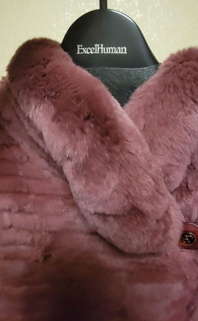 即購入OK　ExcelHuman パープル 毛皮コート