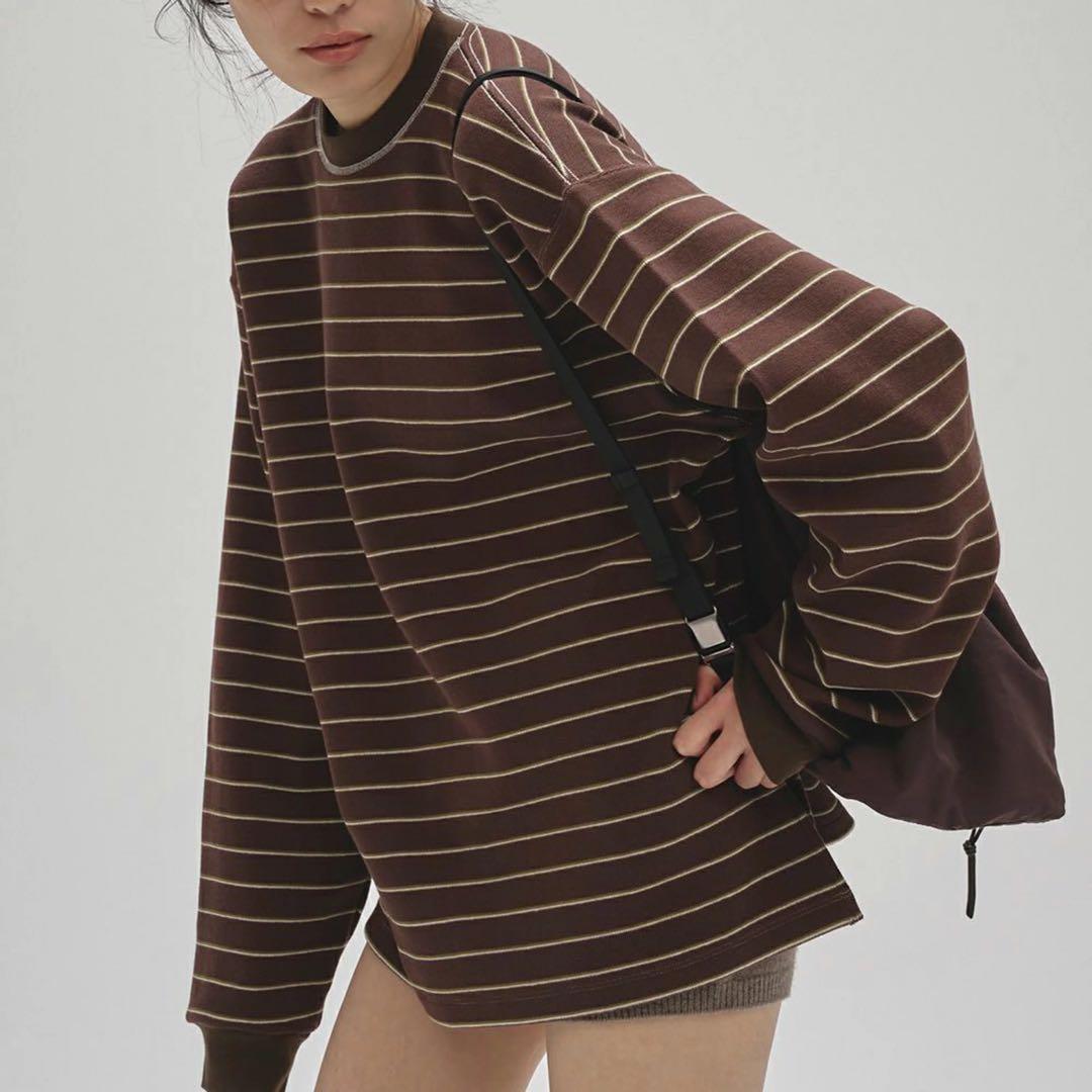 トゥデイフル TODAYFUL Border Long T-shi チョコ