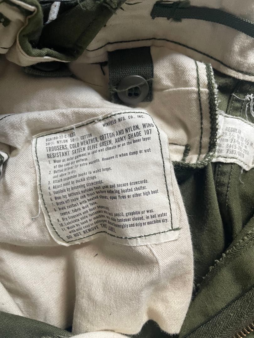 70s ミリタリー　アメリカ軍　M-65パンツ