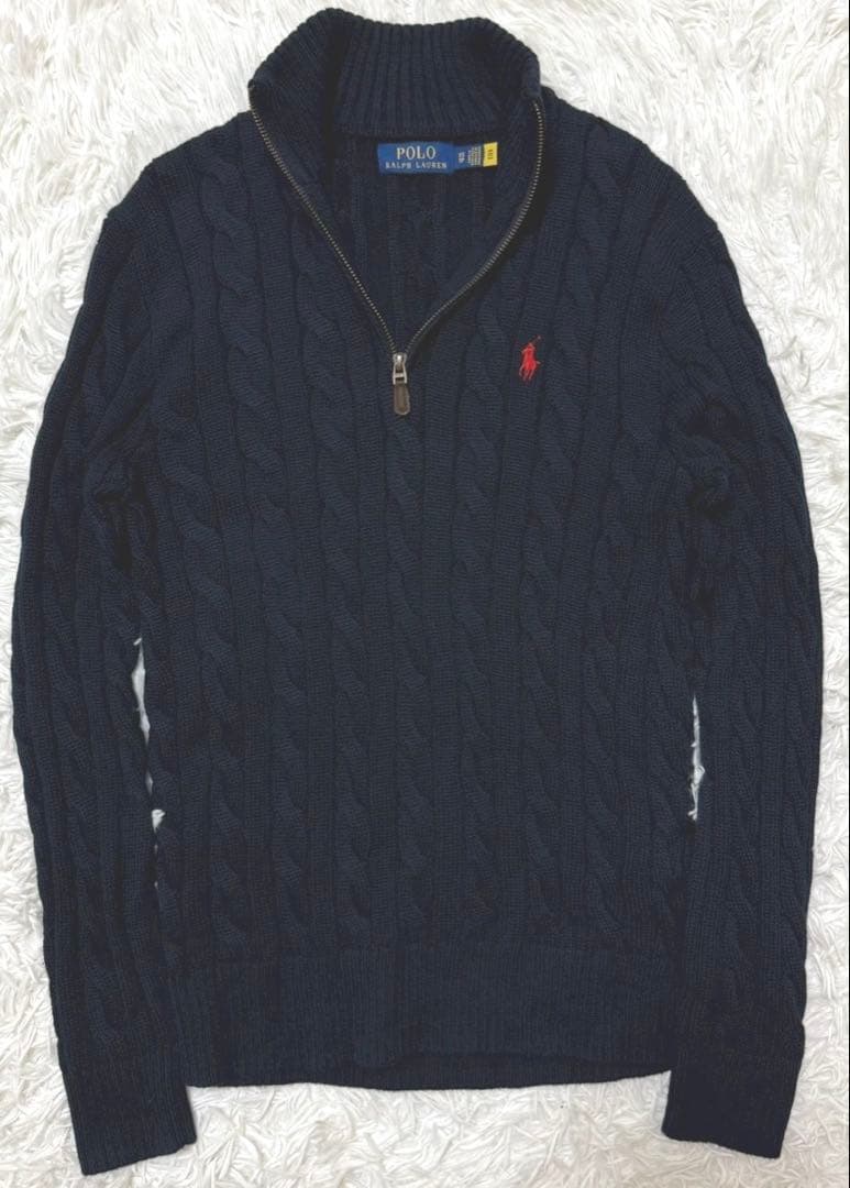 【極美品】POLO RALPH LAUREN ケーブルニット　ネイビー　洗える