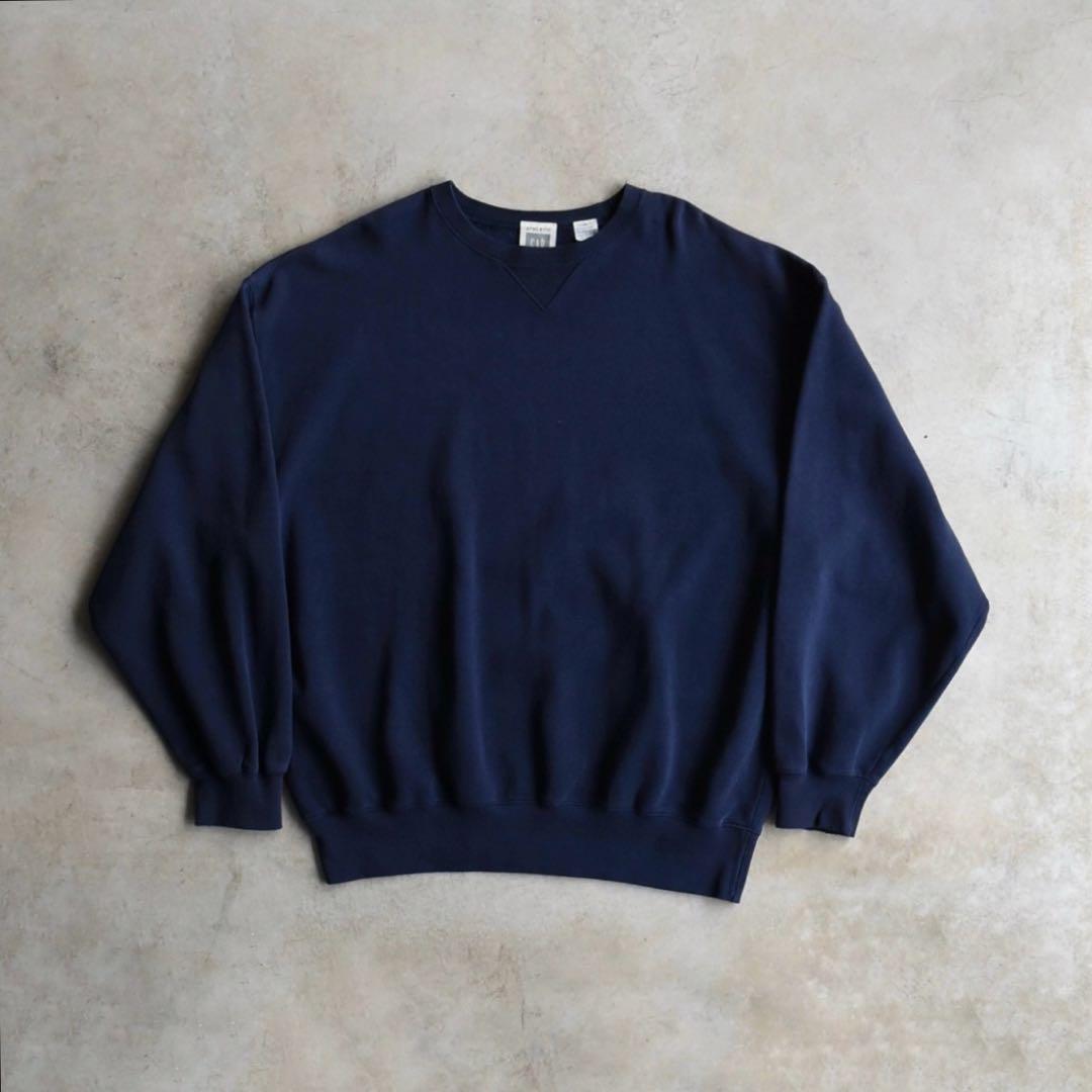 90s GAP ギャップ アスレチック クルーネック スウェット ネイビー XL