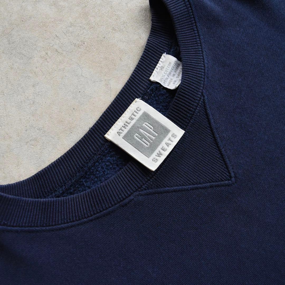 90s GAP ギャップ アスレチック クルーネック スウェット ネイビー XL