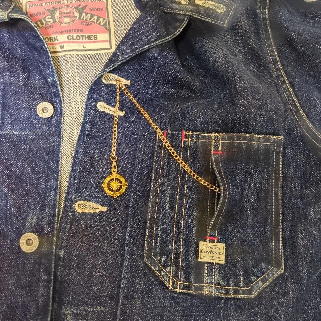 【CUSHMAN】 クシュマン 希少！大戦レプリカ月桂樹ボタンデニムカバーオール