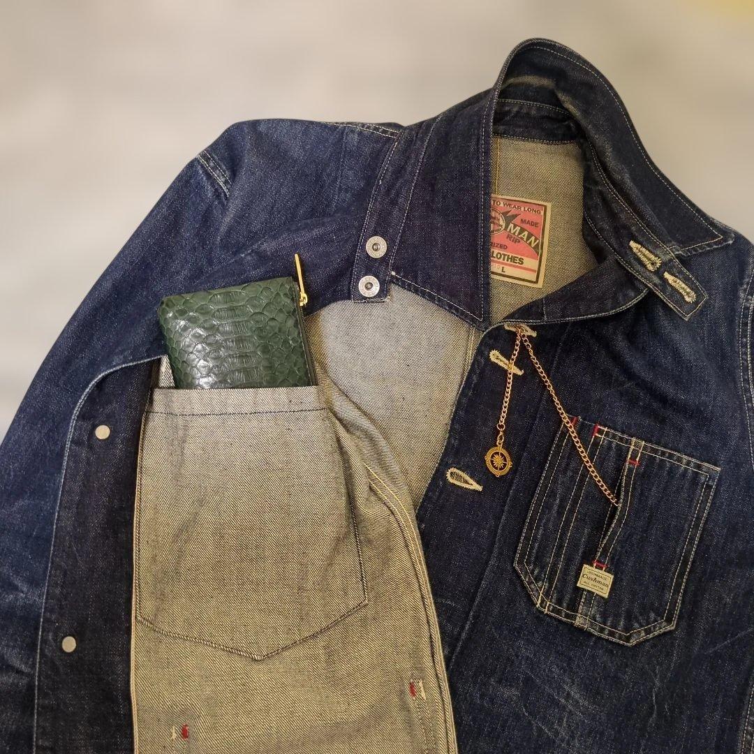 【CUSHMAN】 クシュマン 希少！大戦レプリカ月桂樹ボタンデニムカバーオール