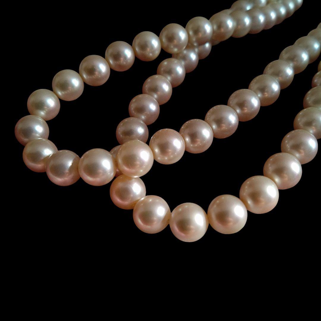 【テリ強】本真珠 パール ネックレス 7.5~8.0mm SV刻印 2連