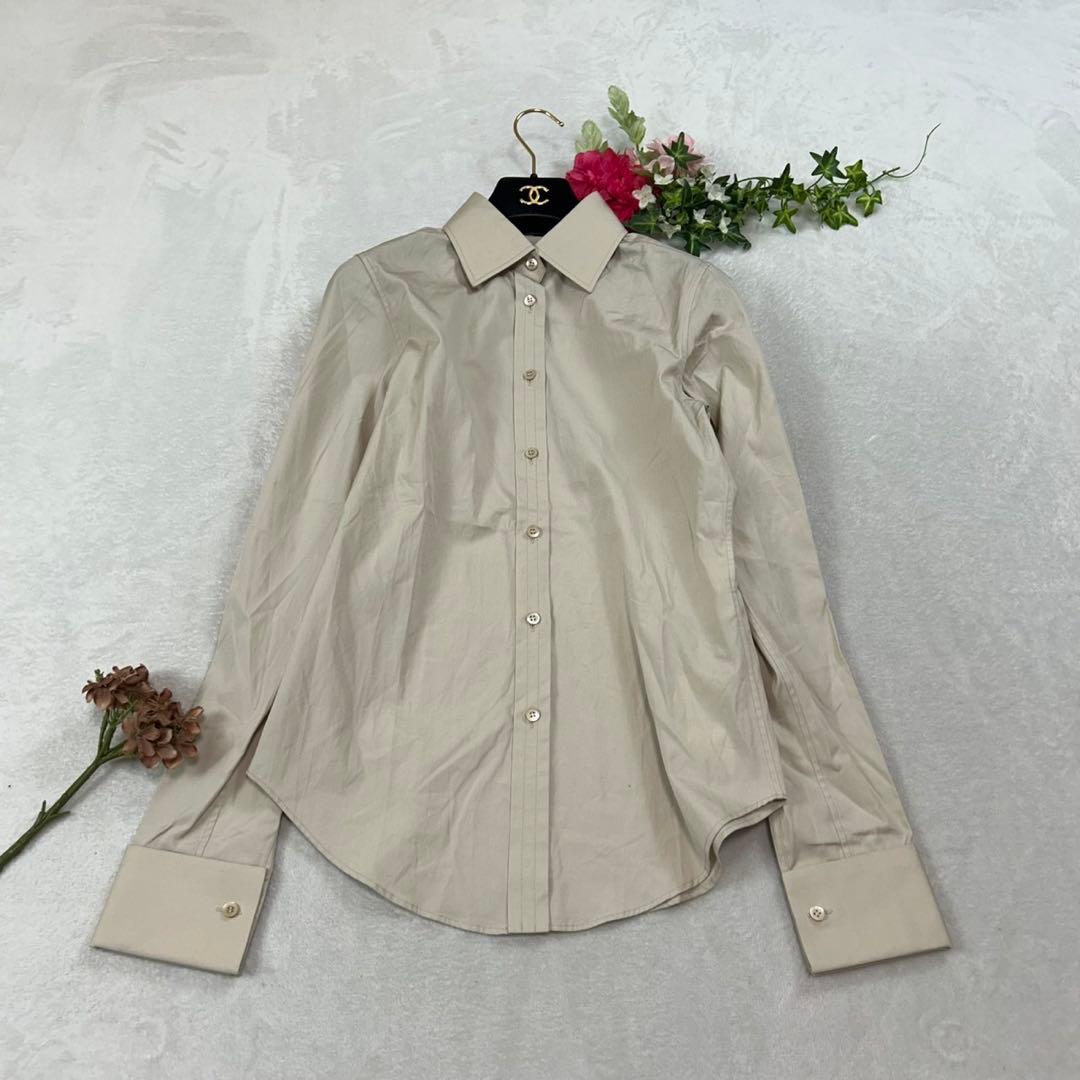 J908 新品未使用 M グッチ イタリア製 長袖 シャツ ベージュ レディース
