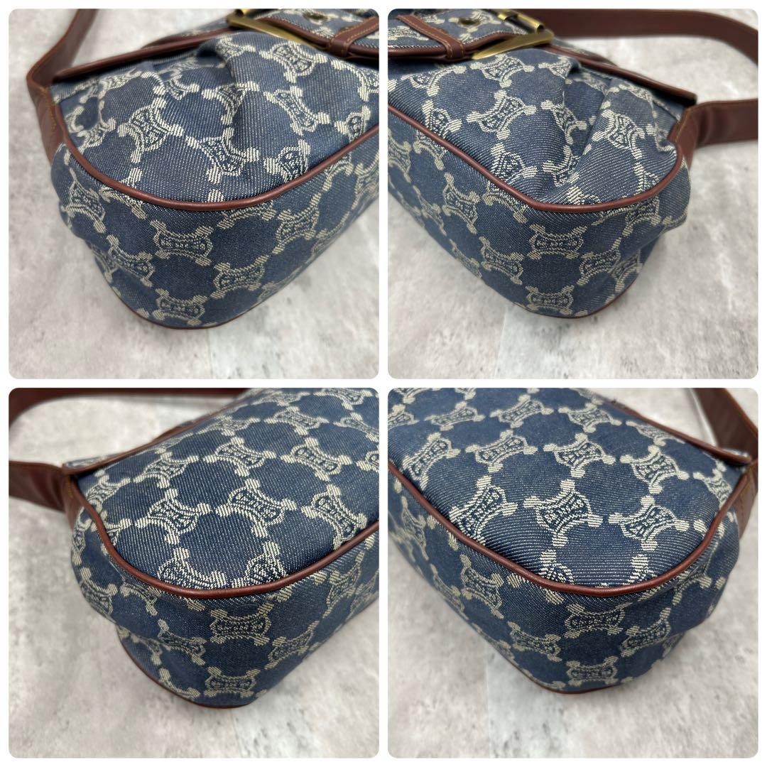 【極美品】 セリーヌ ワンショルダーバッグ パリマカダム デニム ロゴ金具