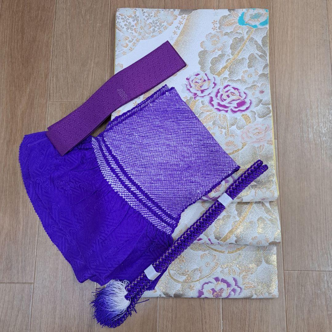 今得な フルセット 正絹白地振袖 白紫グラデーション桜柄 成人式 卒業式に最適