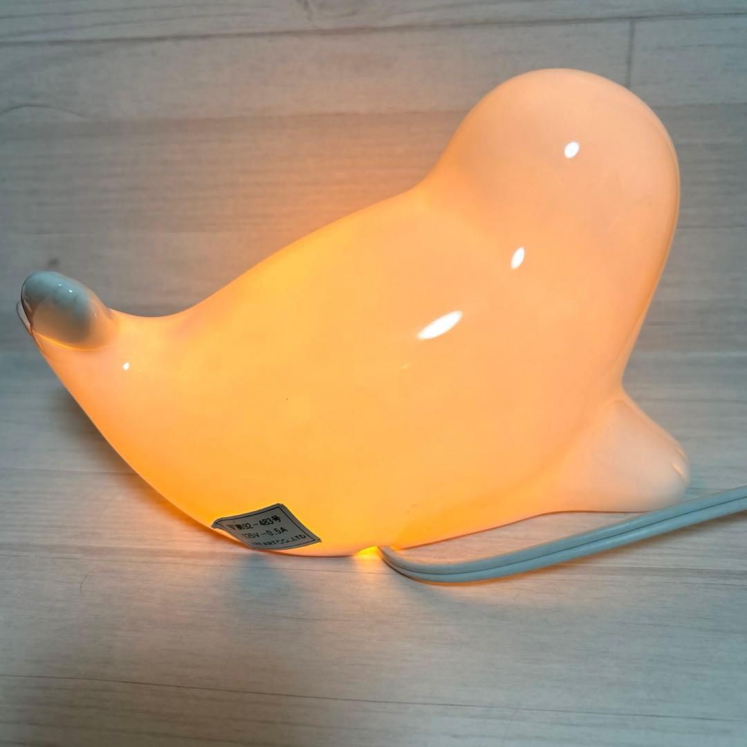 昭和レトロ　ファンシー　アザラシ　ライト　照明　ランプ　陶器