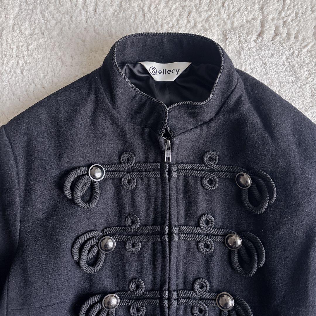 【希少】&ellecy ナポレオンジャケットコート　ウール 黒　M